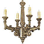 C173-WCH 22 By Artdemexico - Wood Lighting Collection Collection Premium Gold Reale Finish Carved Wood Chandelier
